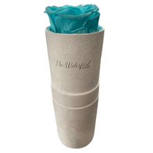 Load image into Gallery viewer, Elegant Single Eternal Rose in White Suede Hat Box