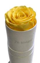 Load image into Gallery viewer, Elegant Single Eternal Rose in White Suede Hat Box